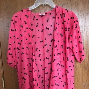 LulaRoe Bianca, pink with black bows